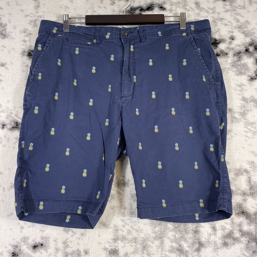 Free Planet Shorts Mens Size 38 Blue Pineapple Vacation Casual Stretch Preppy